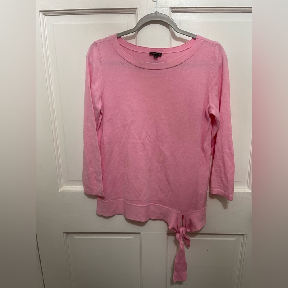 Excellent used condition womens size small Talbots long sleeve pink sweater